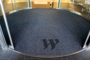 The Tough Scrape Logo Mat was custom cut for the doors at the entrance to Westfield in Bondi Junction