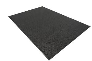 The Glamour Step entrance mat is pictured at an angle. It has a hexagon pattern on its surface in grey and silver colours.